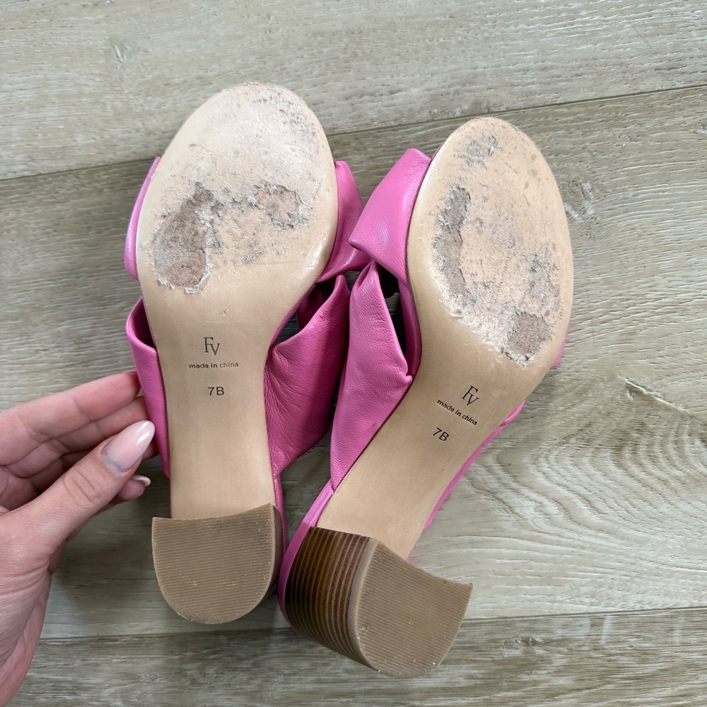 Frances Valentine Mollie Slide Heel genuine leather pink size 7 - Picture 4 of 6